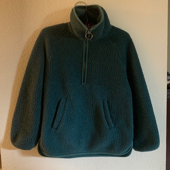 Madewell Sweaters - Madewell green sherpa pullover XS